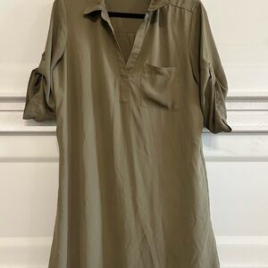 Women’s Olive Green Midi Shirt Dress